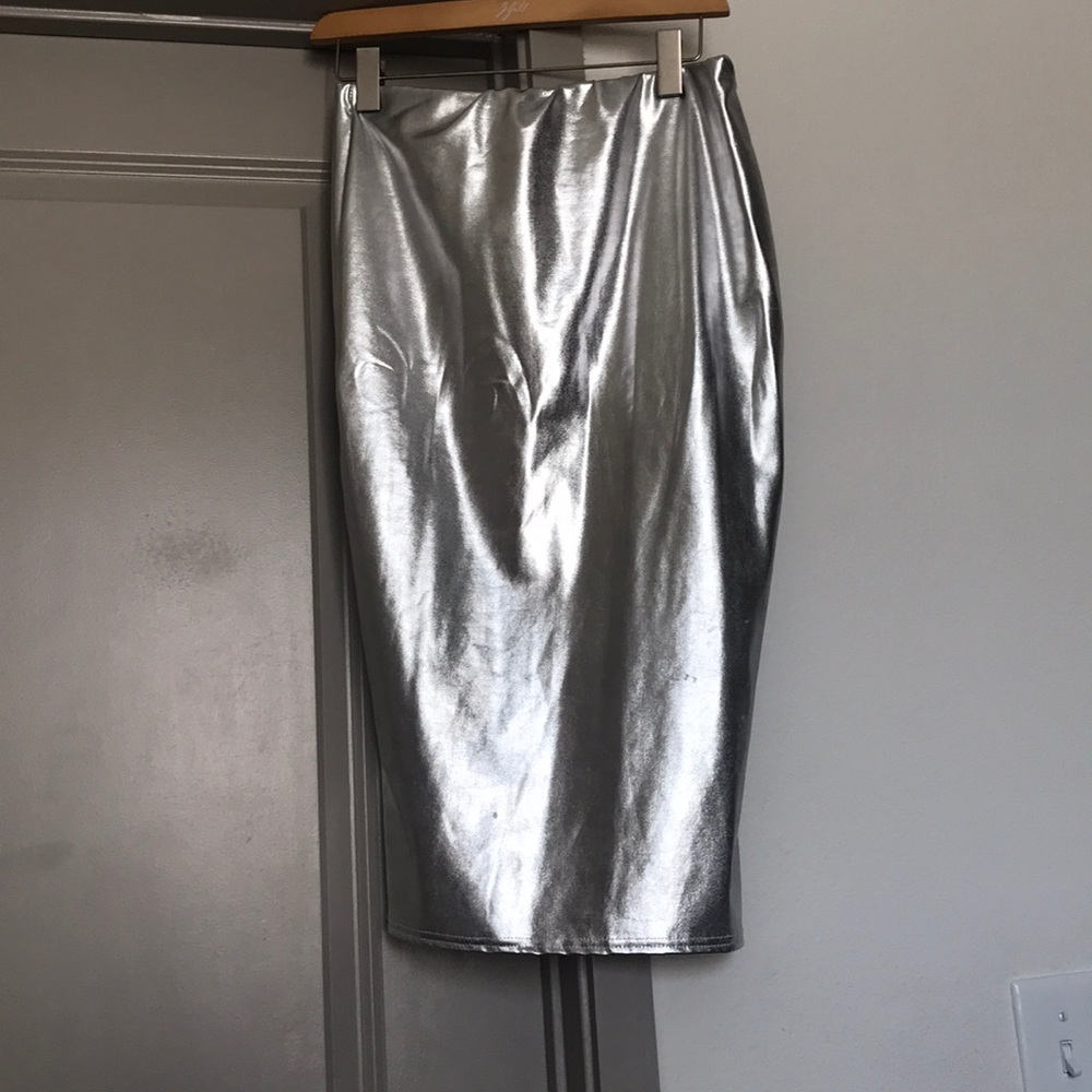 Silver bodycon skirt